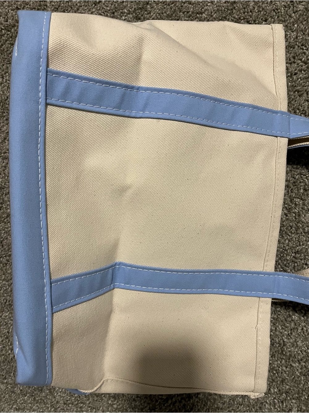 L L Bean Boat and Tote Canvas Tote with Light Blue Handles - Picture 13 of 13